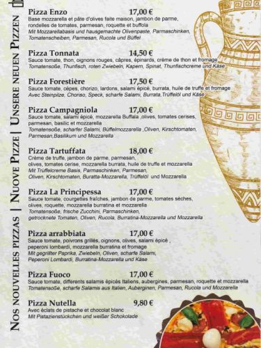 Nouvelles Pizzas - Neue Pizzen