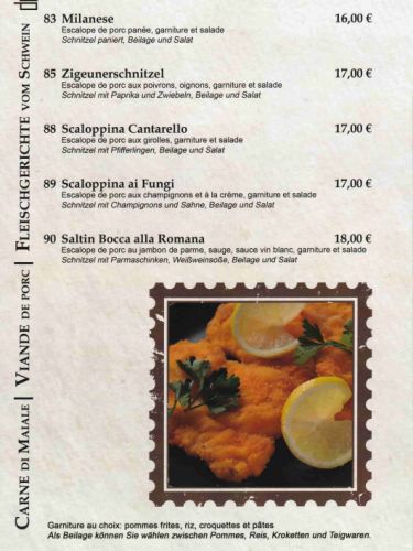 Viandes Porc - Fleischgerichte Schwein